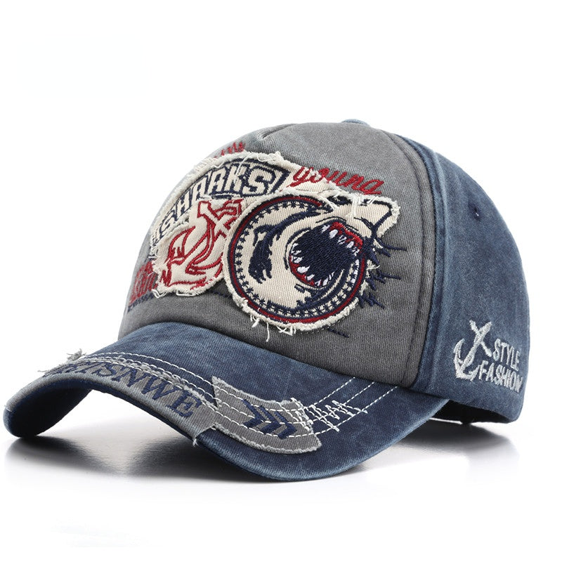 Wholesale Cotton Embroidered Shark Peaked Cap